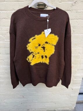 NWT stunning mocha colored Zimmermann yellow puppy face sweater